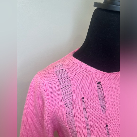 Comme des Garçons Scoop-neck Distressed Pink Sweater - Picture 5 of 9